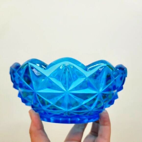 Vintage Monticello Indiana Glass Blue  Candy Dish - Picture 14 of 16